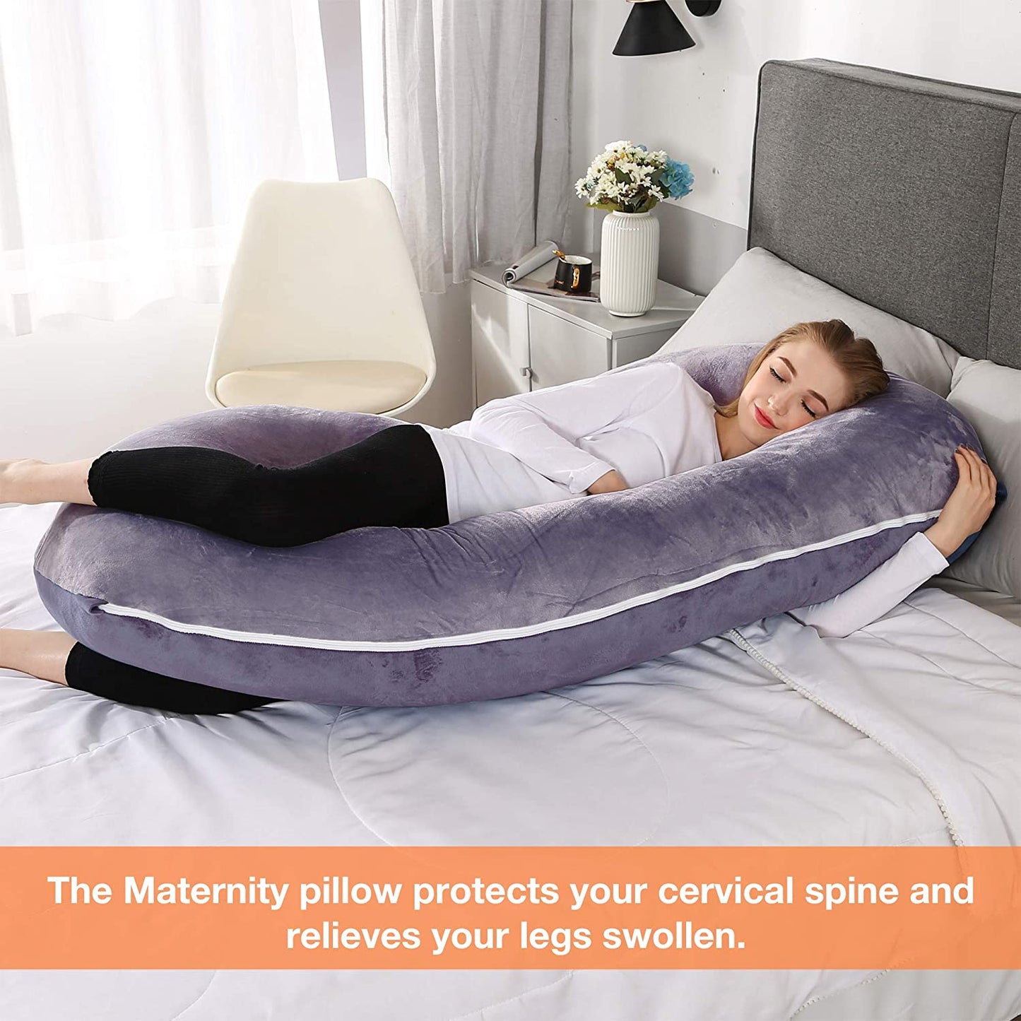Chilling Home C Shaped Pregnancy Pillows, 55 Inch Maternity Pillow