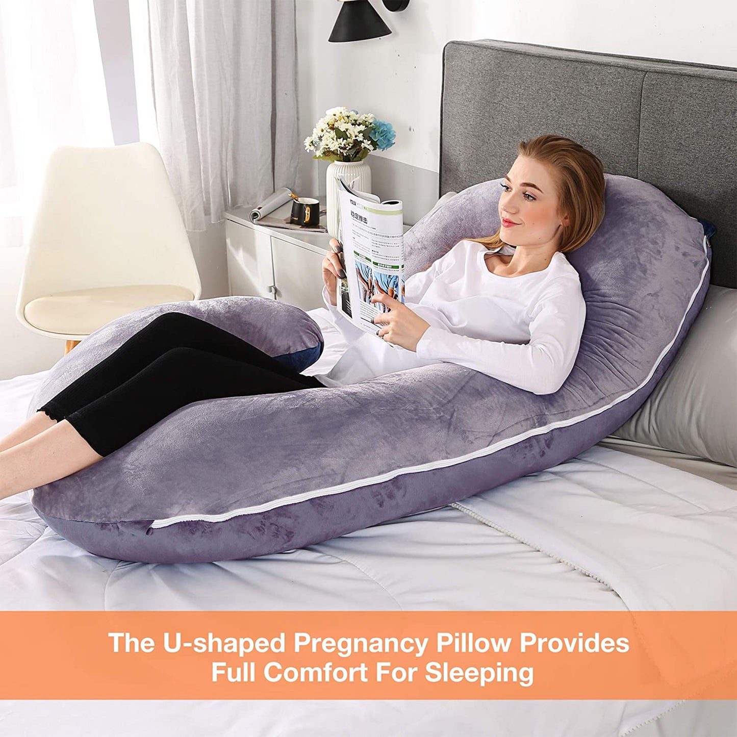 Chilling Home C Shaped Pregnancy Pillows, 55 Inch Maternity Pillow