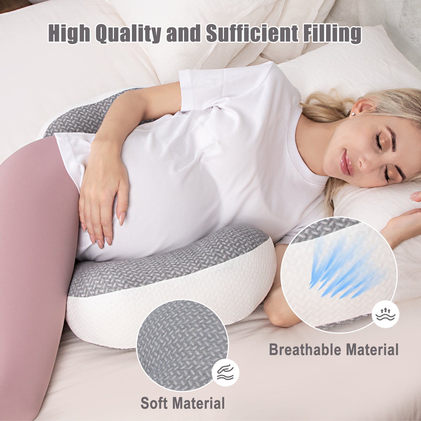 Chilling Home Pregnancy Pillow, Maternity Pillow for Pregnant Women, Pregnancy Pillows for Sleeping Portable, Pregnancy Wedge Pillow, Body Pillow Support for Back, Belly, Waist,