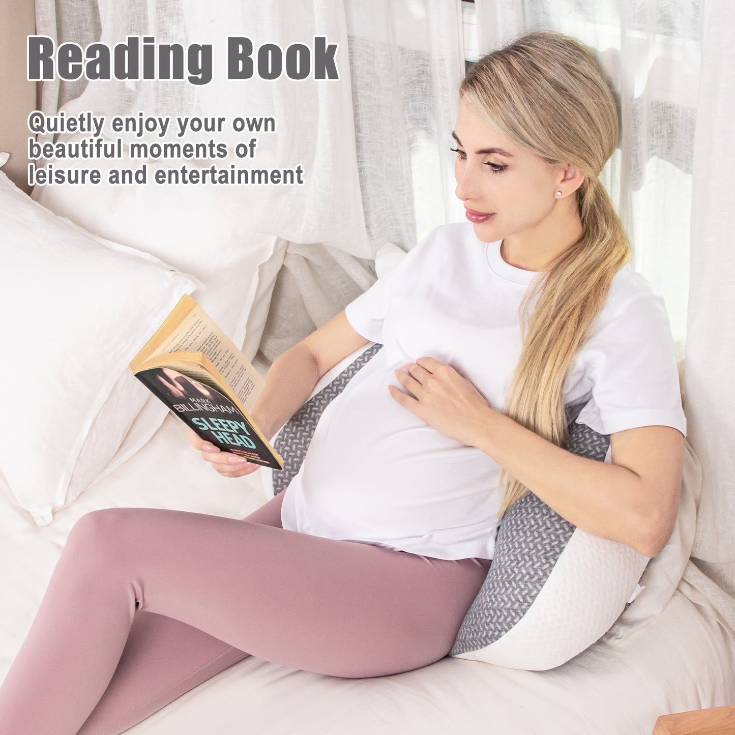 Chilling Home Pregnancy Pillow, Maternity Pillow for Pregnant Women, Pregnancy Pillows for Sleeping Portable, Pregnancy Wedge Pillow, Body Pillow Support for Back, Belly, Waist,