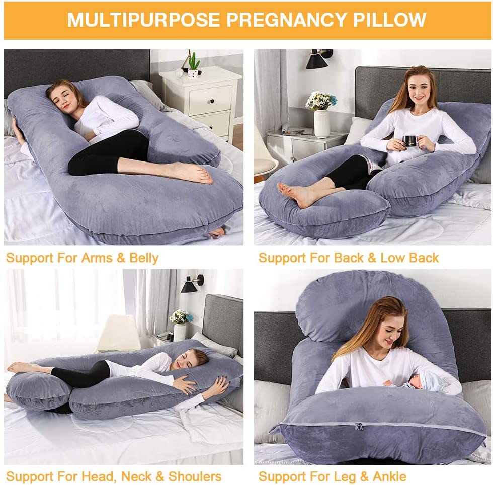Chilling Home Pregnancy Pillows, U Shaped Full Body Maternity Pillow 58  inch, Pregnant Women Must Haves Pregnancy Pillows for Sleeping with  Removable Cover Grey 58 inch (Pack of 1) 